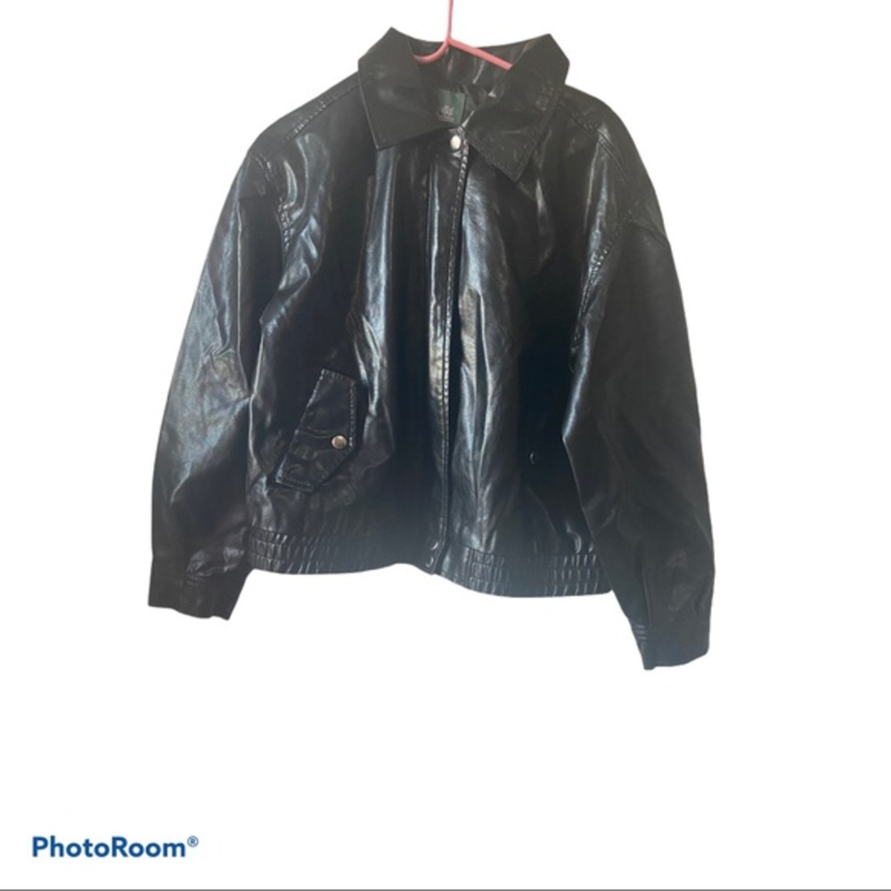- Women's Faux Leather Bomber Jacket - Wild … - Picture 6 of 16